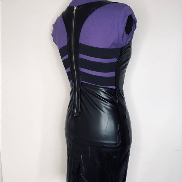 Chocolate Black Faux Leather Strappy Sleeveless Dress - Picture 4 of 9
